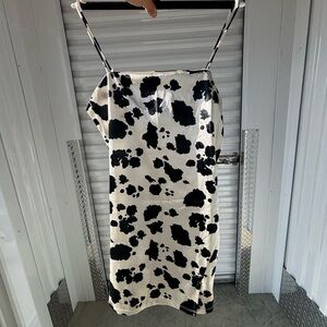 Stylish Black and White Cow Spotted Dress